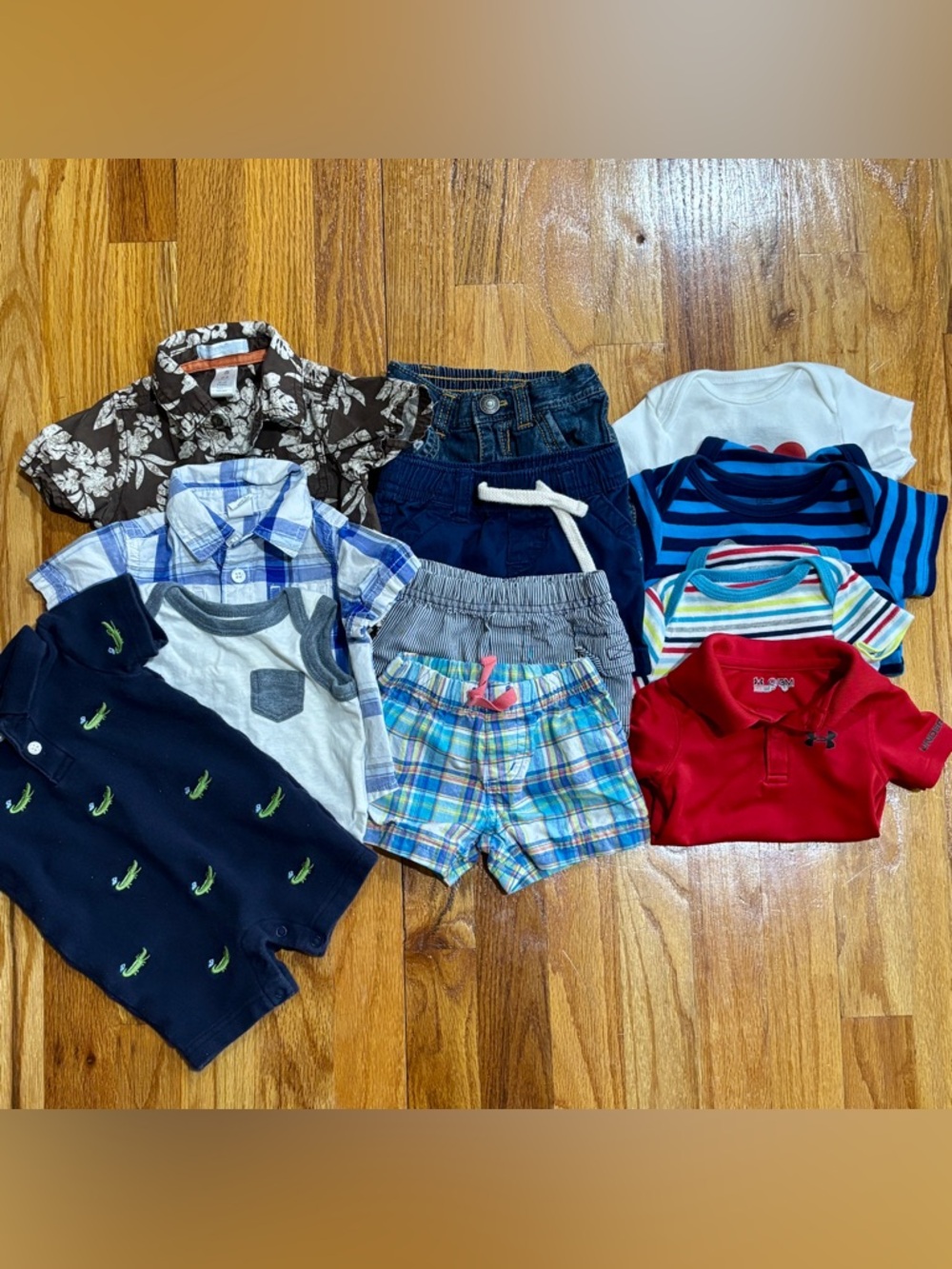 (12 Piece Lot) Baby Boys Clothing Lot Size 0-3 Months Shirts Shorts Rompers